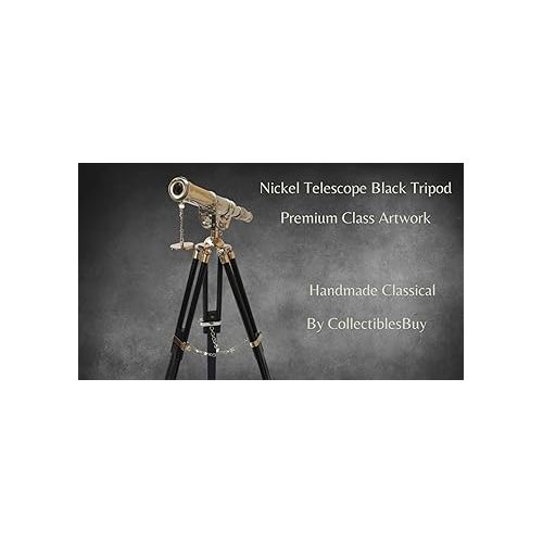  Vintage Silver Finish Telescope with Black Tripod Antique Brass Nautical Unique Eyepiece Harbour Master Stand Ideal Nickel Finish Home Decor