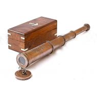 Vintage Copper Finish Telescope with Wooden Box Marine Gift London 1917