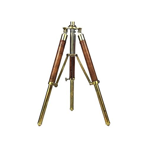  Double Barrel Table Decor Antique Brass Telescope with Tripod Vintage Marine Functional Instrument Collectibles Item Leather Home Decor