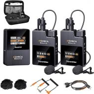 comica Wireless Lavalier Microphone, BoomX-D2 2.4G Compact Wireless Lapel Microphone System with 2 Transmitter and 1 Receiver,Lav Mic for Smartphone Camera Podcast Interview YouTube Facebook Live