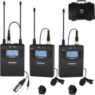 comica CVM-WM300A 96-Channel UHF Wireless Lavalier Microphone System Compatible with Cameras, Camcorders and Smartphones, Perfect for YouTube Podcast Vlog Video Recording and Interview(2TX+1RX)