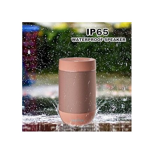  comiso X26M Portable Bluetooth Speaker,Waterproof Speaker IP65,5.3 Bluetooth,360 HD Sound,TWS Stereo Pairing,Built in Mic, Support TF Card-Pink