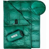 covacure Camping Blanket - Outdoor Travel Blanket, Packable, Puffy Blanket, Lightweight & Warm Quilt for Camping, Hiking, Backpacking, Outdoors, Travel, Beach（Green）