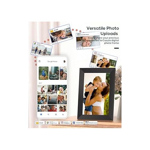  Digital Photo Frame WiFi Smart Digital Picture Frame Free Unlimited Storage Share Photo with Family and Friend via App Email Google Photos Instagram Web Browser Photo Frame Electronic 10.1 Inch