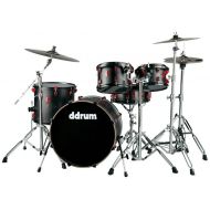 ddrum Hybrid 5 Kit 5-piece Acoustic/Electric Drum Set - Black with Red Hardware Demo