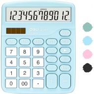 Calculator, Deli Standard Function Desktop Calculators with 12 Digit Large LCD Display and Sensitive Button, Solar Battery Dual Power Office Calculator, Blue