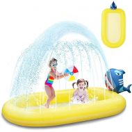 Splash Pad Kiddie Pool,65''x39'' Sprinkler for Kids,Inflatable Swimming Pool for Toddler Child,Outdoor Water Toys for Kids 3+ Years Old (Shark)