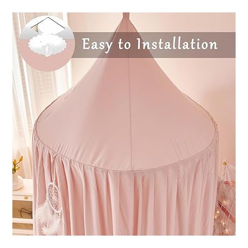  dix-rainbow Princess Decor Canopy for Kids Bed, Soft and Durable Bed Canopy for Girls Room Tent Canopy Dreamy Mosquito Net Bedding, Children Reading Nook Canopies Indoor
