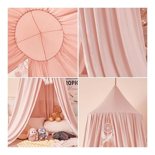  dix-rainbow Princess Decor Canopy for Kids Bed, Soft and Durable Bed Canopy for Girls Room Tent Canopy Dreamy Mosquito Net Bedding, Children Reading Nook Canopies Indoor