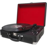 Vinyl Record Player 3 Speed Turntable with Bluetooth, Built in Battery, USB/SD Play&Recording, Portable Suitcase, Built in Speakers, RCA Out, AUX in, Earphone Jack