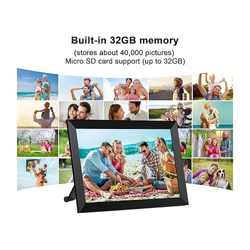  FRAMEO Digital Photo Frame 10.1 inch WiFi Digital Picture Frame 1280X800 IPS Touch Screen 32GB Storage Auto-Rotate Wall-Mountable Easy Setup to Share Photos & Videos via Frameo App from Anywhere