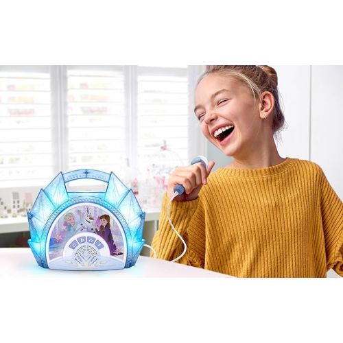  eKids Disney Frozen Karaoke Microphone with Bluetooth Speaker for Fans of Disney Toys, Kids Karaoke Machine with Built in Music