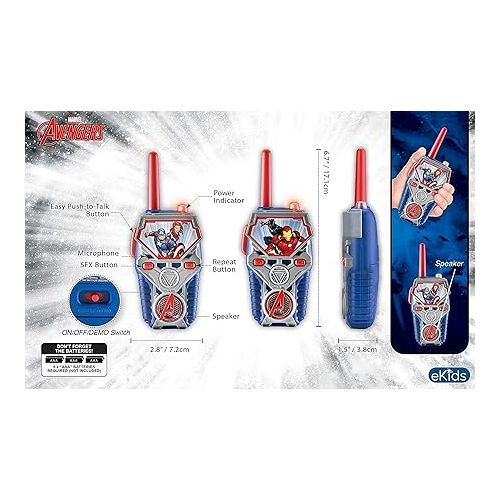  eKids Avengers Endgame FRS Walkie Talkies for Kids, Two Way Radios with Lights & Sounds, Indoor and Outdoor Toys for Fans of Marvel Gifts for Boys