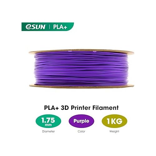  eSUN PLA+ Filament 1.75mm, 3D Printer Filament PLA Plus, Dimensional Accuracy +/- 0.03mm, 1KG Spool (2.2 LBS) 3D Printing Filament for 3D Printers, Purple