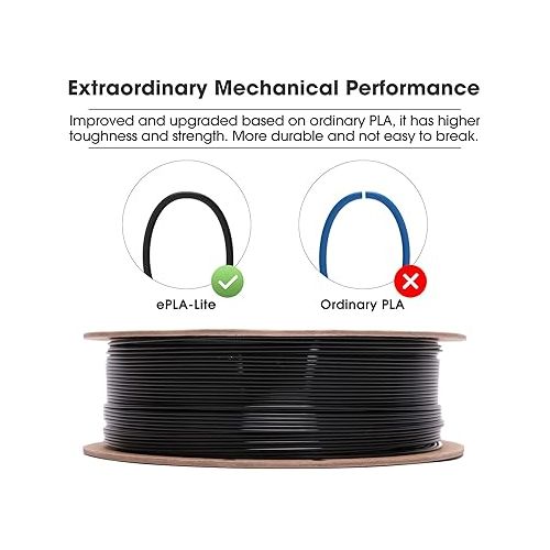  eSUN PLA Filament 1.75mm, High Toughness 3D Printer Filament Upgraded PLA Filament, Dimensional Accuracy +/- 0.03mm, 1KG Cardboard Spool (2.2 LBS) 3D Printing Filament for 3D Printers, Black