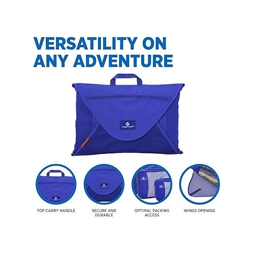  Eagle Creek Pack-It Original Starter Set of 3 Packing Cubes for Travel - Durable Travel Suitcase Organizer Bags Set with Folding Garment Bag, Blue Sea