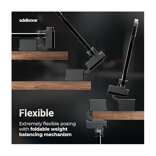  edelkrone PhoneCLIP MAX: Flexible Phone Mount for Tripod w/Adjustable Angles - Tripod Phone Holder, Smartphone Tripod Mount for iPhone Adapter, Anti-Slip Grip, Foldable Weight Balancing Mechanism