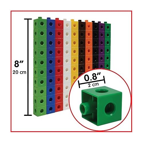  edxeducation Linking Cubes - Set of 100 - Connecting and Counting Snap Blocks for Construction and Early Math - For Preschool and Elementary Aged Kids