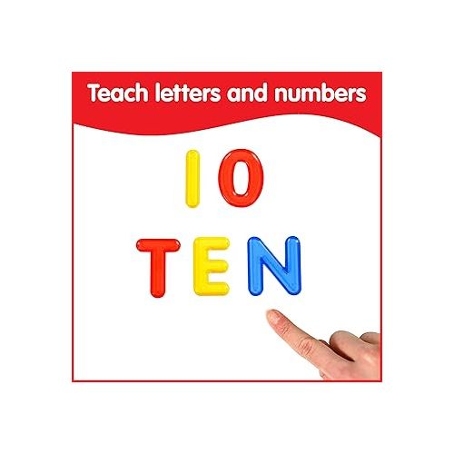  edxeducation Transparent Letters and Numbers - Mini Jar - Colorful, Plastic Letters and Numbers - Light Box Accessory - Sensory Play - Practice Counting and Spelling