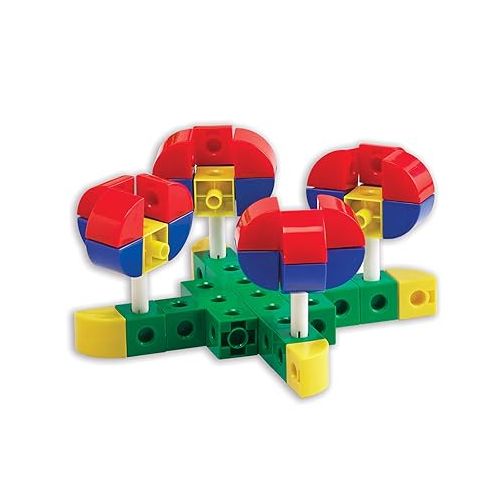  edxeducation-12126 Theme Park Construction Set - Linking Cubes - Educational Counting and Construction Toy - Ferris Wheel, Roller Coaster, Swing Ride and More!