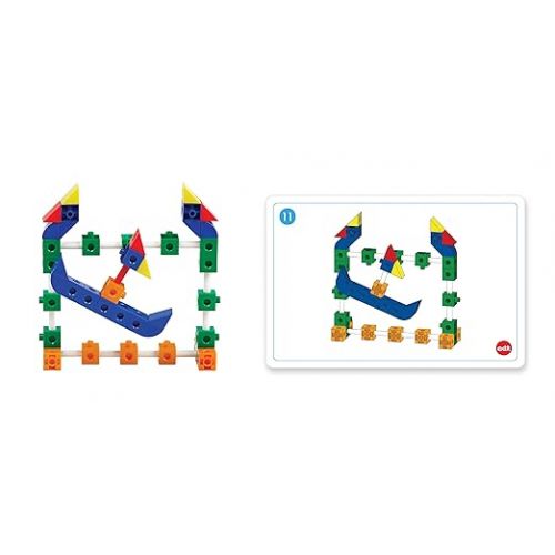  edxeducation-12126 Theme Park Construction Set - Linking Cubes - Educational Counting and Construction Toy - Ferris Wheel, Roller Coaster, Swing Ride and More!