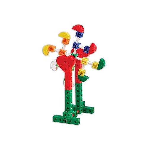  edxeducation-12126 Theme Park Construction Set - Linking Cubes - Educational Counting and Construction Toy - Ferris Wheel, Roller Coaster, Swing Ride and More!