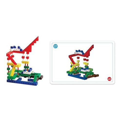  edxeducation-12126 Theme Park Construction Set - Linking Cubes - Educational Counting and Construction Toy - Ferris Wheel, Roller Coaster, Swing Ride and More!