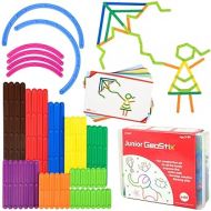 edxeducation Junior GeoStix - In Home Learning Toy for Early Math and Creativity - 200 Multicolored Construction Sticks - 30 Double-Sided Activity Cards - Geometric Manipulative