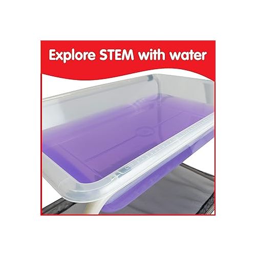  edxeducation Desk Top Water Tray and Stand - Preschool Supplies for Outdoor Sensory Play - 23” H - Sand and Water Table - Lockable Casters and Shelf