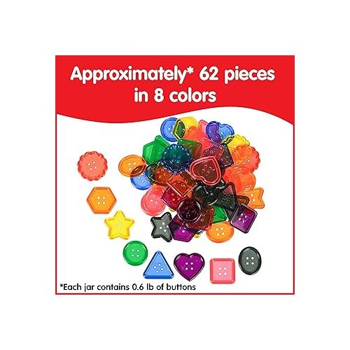  Edx Education Transparent Large Buttons - Mini Jar Set of 60 - Light Box Accessory - Sensory and Fine Motor Skill Development - Math Manipulative - For Ages 18M+