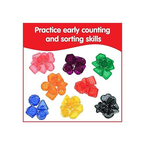  Edx Education Transparent Large Buttons - Mini Jar Set of 60 - Light Box Accessory - Sensory and Fine Motor Skill Development - Math Manipulative - For Ages 18M+