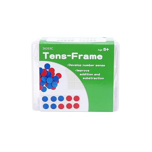  edxeducation Ten Frame Classroom Set - Math Manipulatives for Kids - 16 Plastic Ten Frames - 160 Counters - Classroom Math Supplies