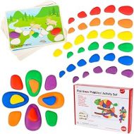 Activity Set - Sorting and Stacking Stones - Early Math Activity - 48 Pebbles and Fill-In Activity Cards