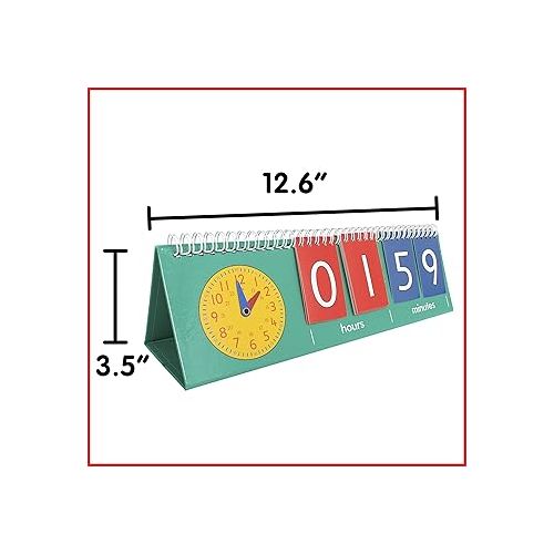  edxeducation Time Flip Chart - Teaching Clock for Kids - Learn to Tell Time with Analog and Digital Clocks