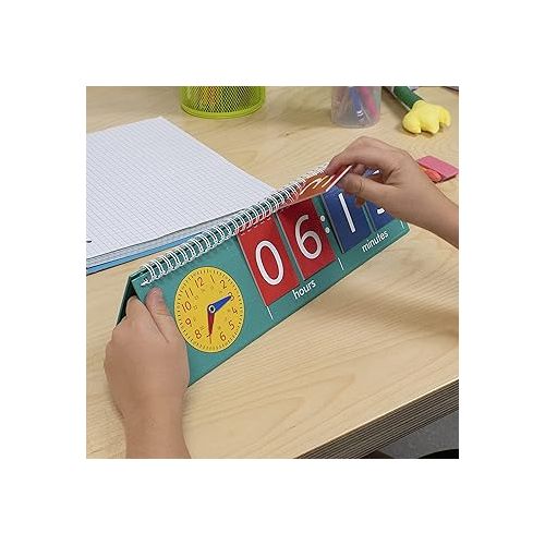  edxeducation Time Flip Chart - Teaching Clock for Kids - Learn to Tell Time with Analog and Digital Clocks
