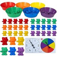 edxeducation Counting Bears with Matching Bowls - Early Math Manipulatives - 68pc Set - 60 Bear Counters, 6 Bowls & 2 Game Spinners - Home Learning