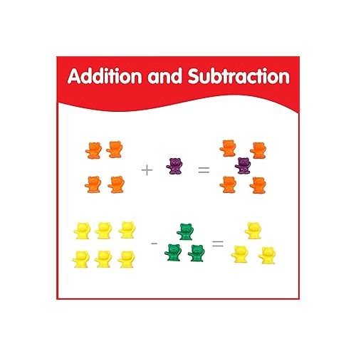  edxeducation Counting Bears with Matching Bowls - Early Math Manipulatives - 68pc Set - 60 Bear Counters, 6 Bowls & 2 Game Spinners - Home Learning