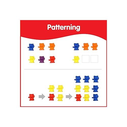  edxeducation Counting Bears with Matching Bowls - Early Math Manipulatives - 68pc Set - 60 Bear Counters, 6 Bowls & 2 Game Spinners - Home Learning