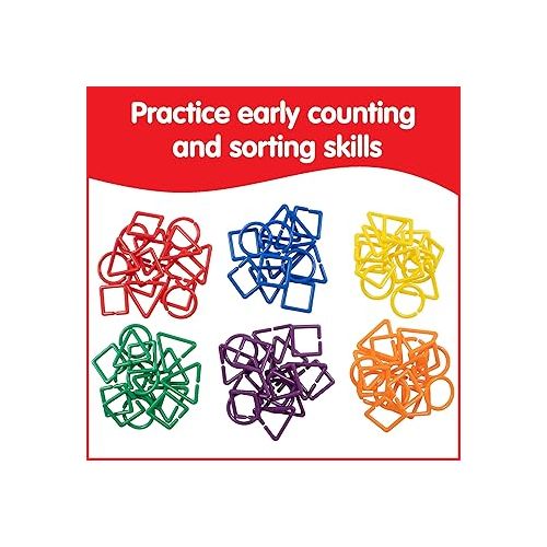  edxeducation Geo Links - Mini Jar - Set of 144 - Linking Shapes - 6 Colors - Practice Shape Recognition, Counting, Sorting and More