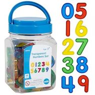 edxeducation Transparent Numbers Set - Mini Jar Set of 40 - Colorful, Plastic Numbers - Light Box Accessory - Sensory Play - Math Manipulative for Kids