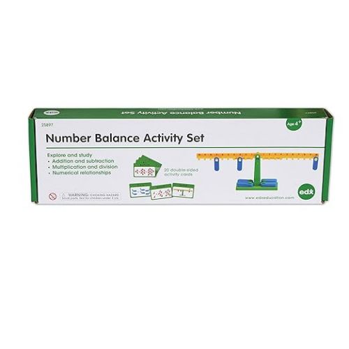  edxeducation-25897 Number Balance Activity Set - Math Balance - Counting Toy - Learn Addition, Subtraction and Multiplication,pack of 41