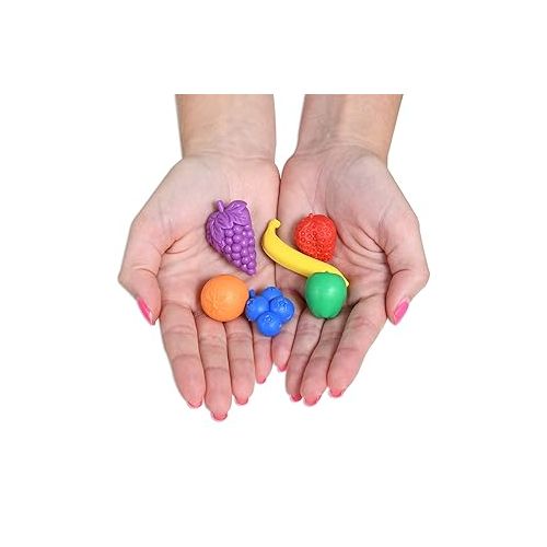  Edx Education Fruit Counters - Set of 108 - Early Math Manipulative for Kids - Teach Beginner Addition and Subtraction - Build Counting, Sorting and Language Skills