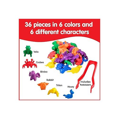  edxeducation Monster Counters - Set of 36 - Early Math Manipulatives - Learn Counting, Colors, Sorting and Sequencing - Preschool Learning