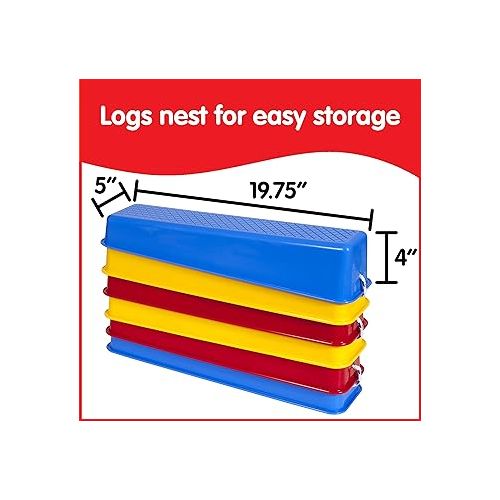  edxeducation Step-a-Logs - Supplies for Physical Play - Indoor and Outdoor - Exercise and Gross Motor Skills - Stackable - Build Coordination