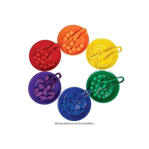  edxeducation Sorting Bowls & Tweezers - Set of 12 - 18m+ - 6 Colors - Counting and Sorting Toy for Toddlers - Early Math and Fine Motor Skills