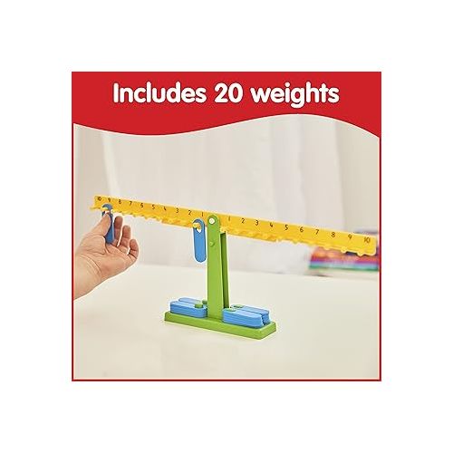  edxeducation Student Math Balance - In Home Learning Manipulative for Early Math and Number Concepts - Includes 20 Weights - Beginner Addition, Subtraction and Equations