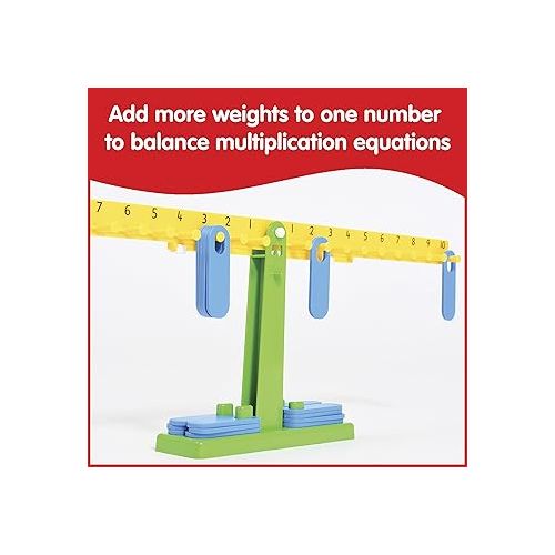  edxeducation Student Math Balance - In Home Learning Manipulative for Early Math and Number Concepts - Includes 20 Weights - Beginner Addition, Subtraction and Equations