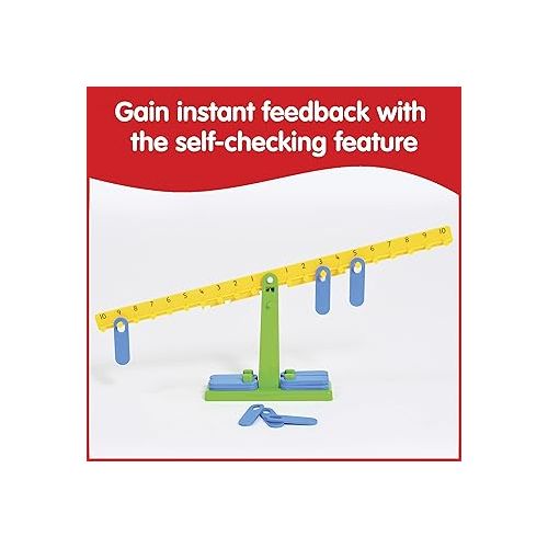 edxeducation Student Math Balance - In Home Learning Manipulative for Early Math and Number Concepts - Includes 20 Weights - Beginner Addition, Subtraction and Equations