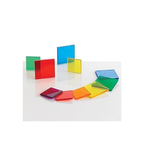  edx education Transparent Tiles - Mini Jar - Colorful, Plastic Squares - Light Box Accessory - Sensory Play - Math Manipulative