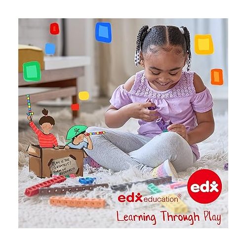  edxeducation Translucent Linking Cubes - Construction Toy for Early Math - Set of 100 - 0.8 Inch - Light Table Toy - Elementary + Preschool Learning